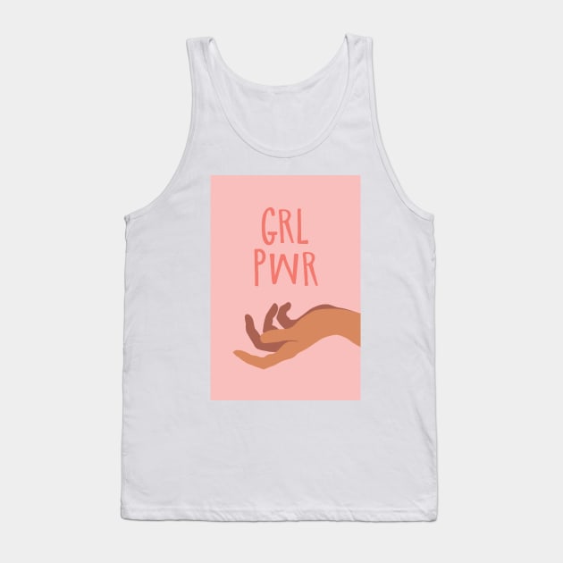 GRL PWR Girl Power Feminist Illustration Tank Top by Inogitna Designs